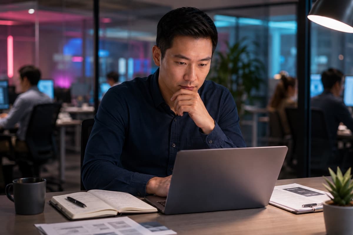 Sales professional reviewing an AI-assisted personalized outreach draft before sending