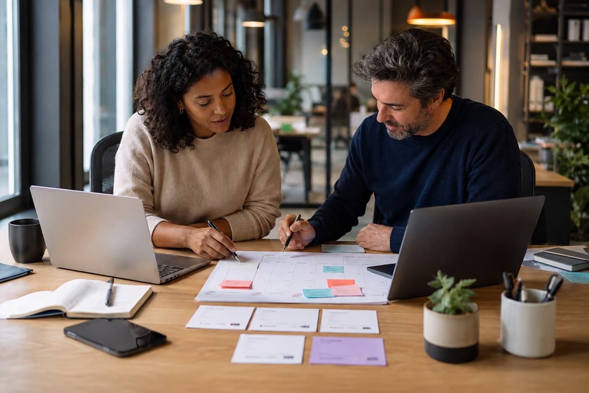 Software consultants working with stakeholders to clarify product scope, architecture, and delivery priorities