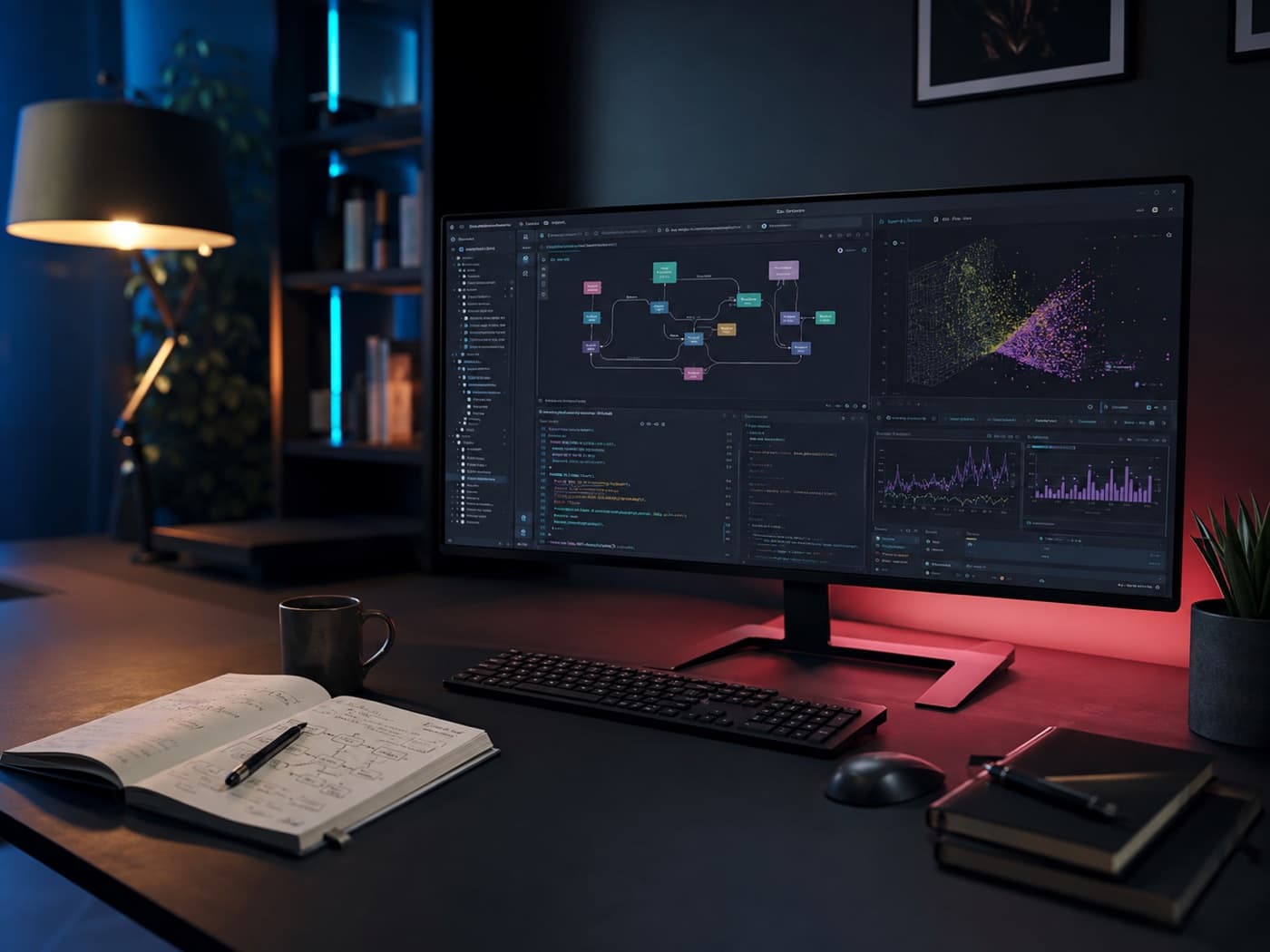 Python data and automation workspace with analytical models and processing flows