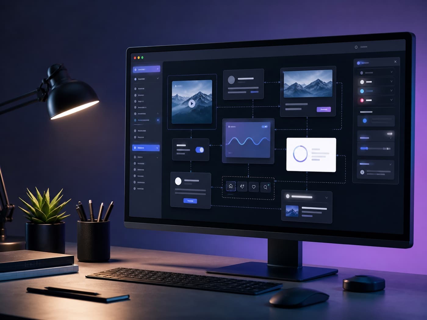 React component design system displayed across a modern product workspace